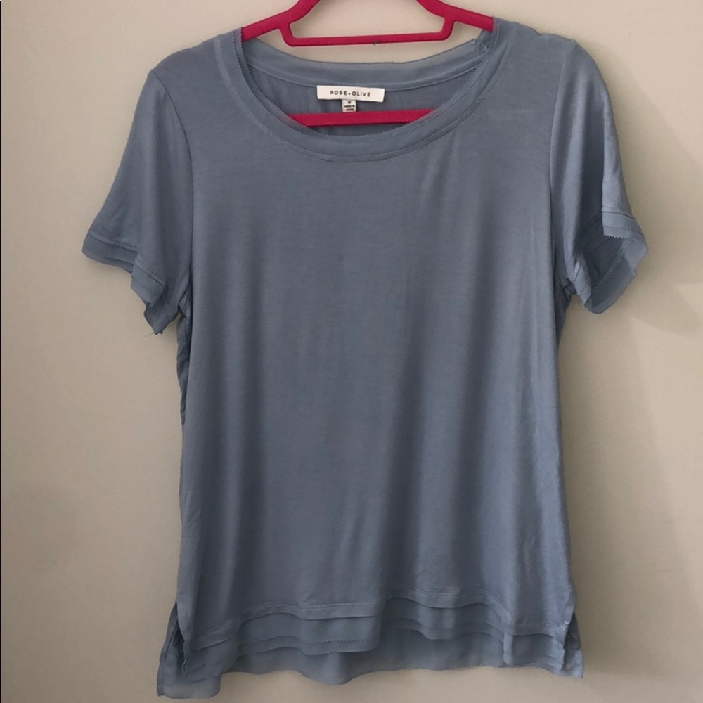Blue double hem top